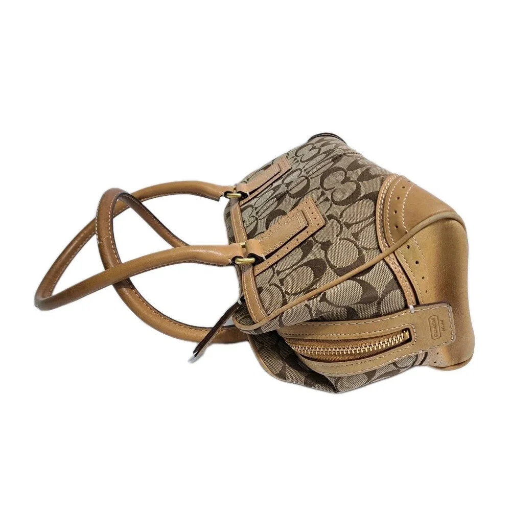 COACH 10532 Signature Hamptons Carryall Satchel Handbag Purse Brown Beige